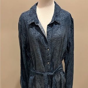 Women’s Cloth and Stone by Anthropology blue dress with belt.  Size XL